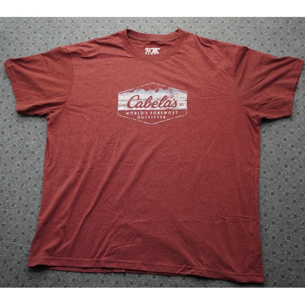 Cabela's 1961 Mountain Logo Tee Mens 2XL Heather Red World's Foremost Outfitter